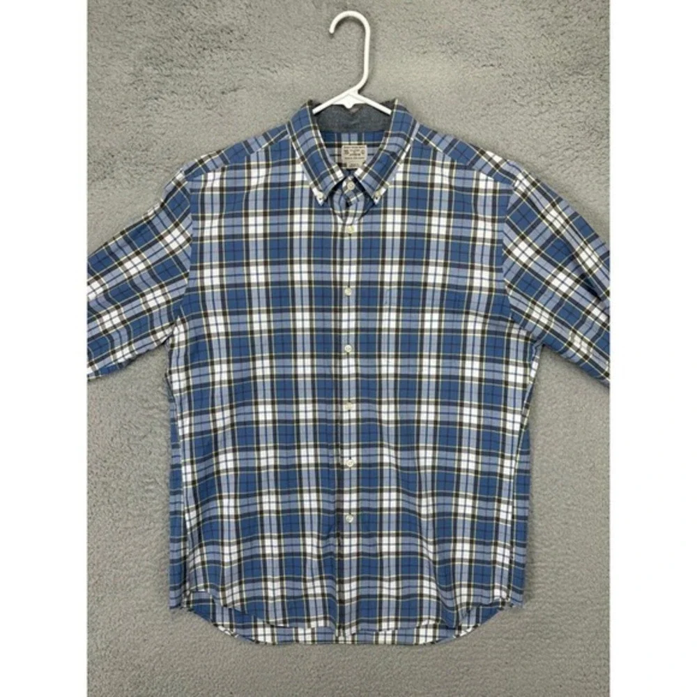 J Crew Shirt Adult Large Blue Multi Plaid Cotton Button Down Long Sleeve Mens